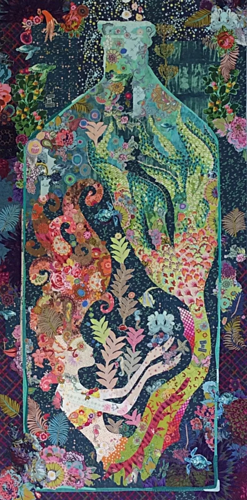 Sirene Mermaid In A Bottle Collage Quilt Pattern